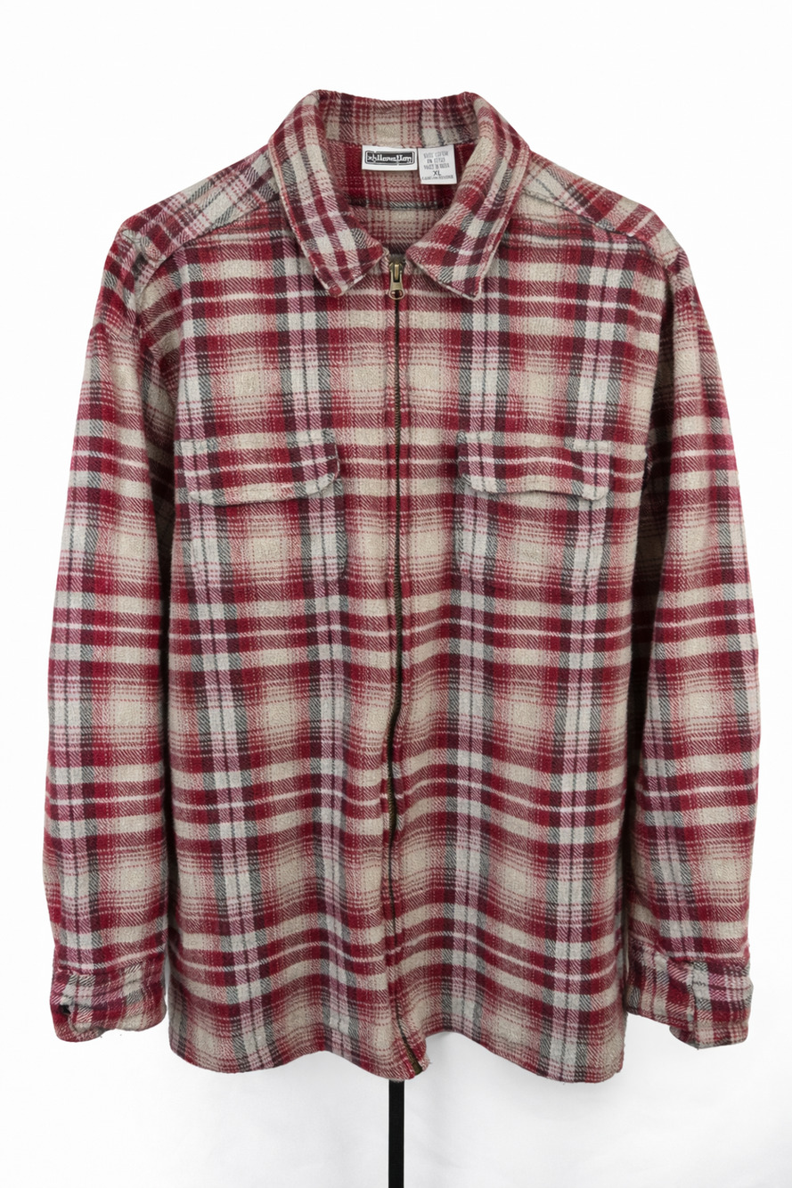 Vintage 90s Grunge Red Plaid Heavy Flannel Shacket Full Zip XL Xhilaration